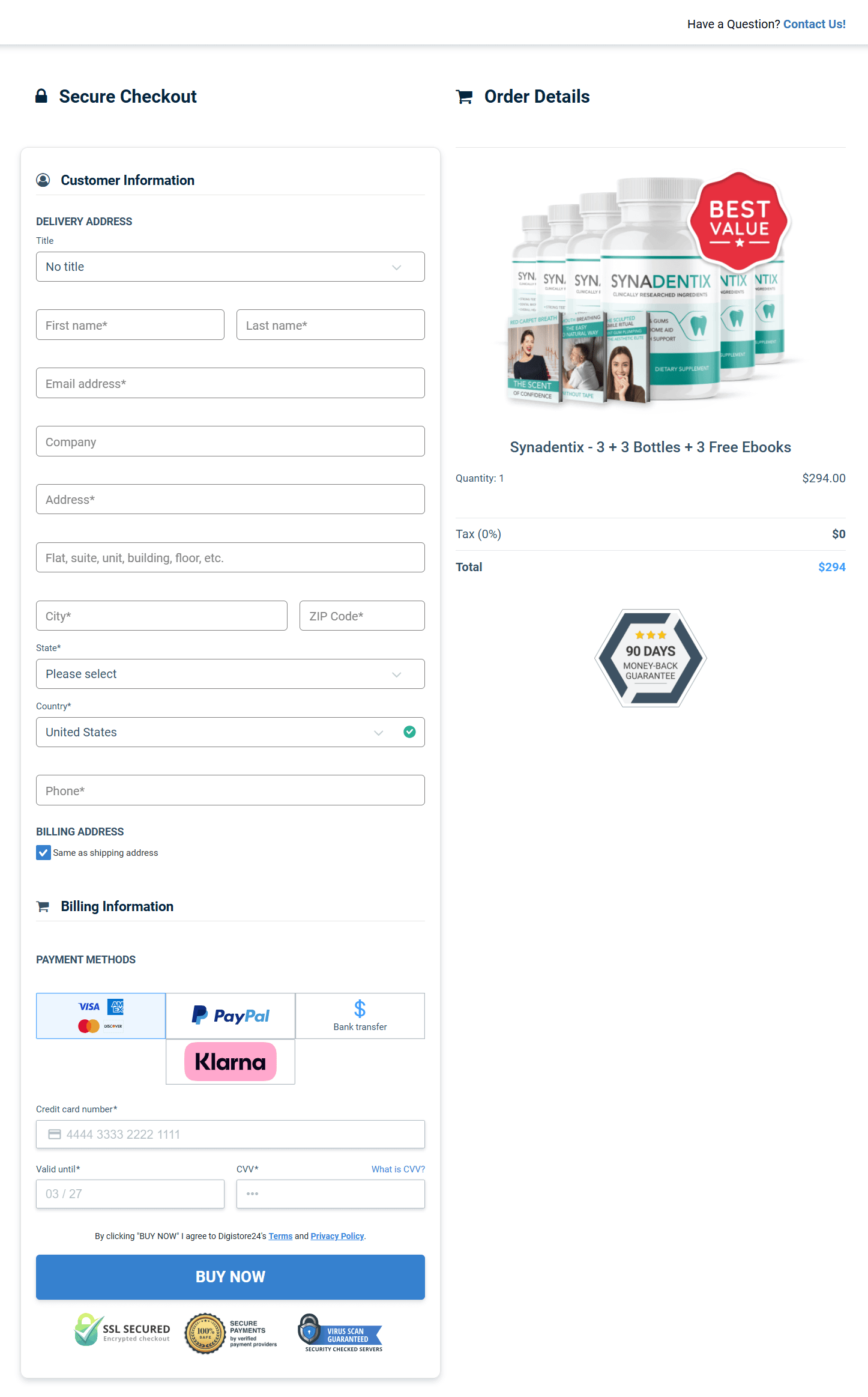 Synadentix Order Form
